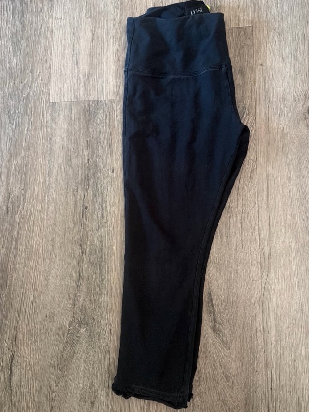 Lysse Black High-Rise Leggings with Fold-Over Waist